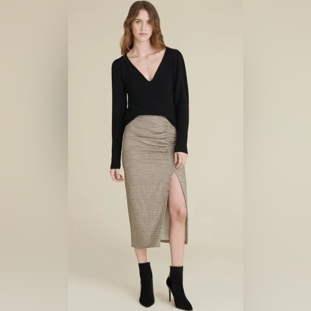 LIKE NEW Veronica Beard Tamil Ruched Plaid Midi Skirt